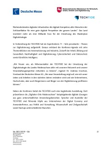 Einladung zur TECHTIDE 2019 - Pressemitteilung