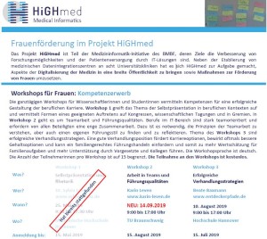 HiGHmed-Workshop zur Frauenförderung - Terminänderung!