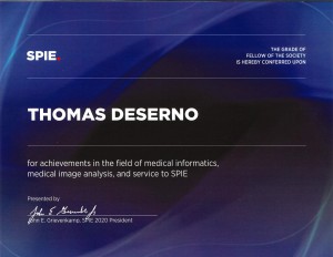 SPIE Urkunde f&uuml;r Prof. Deserno