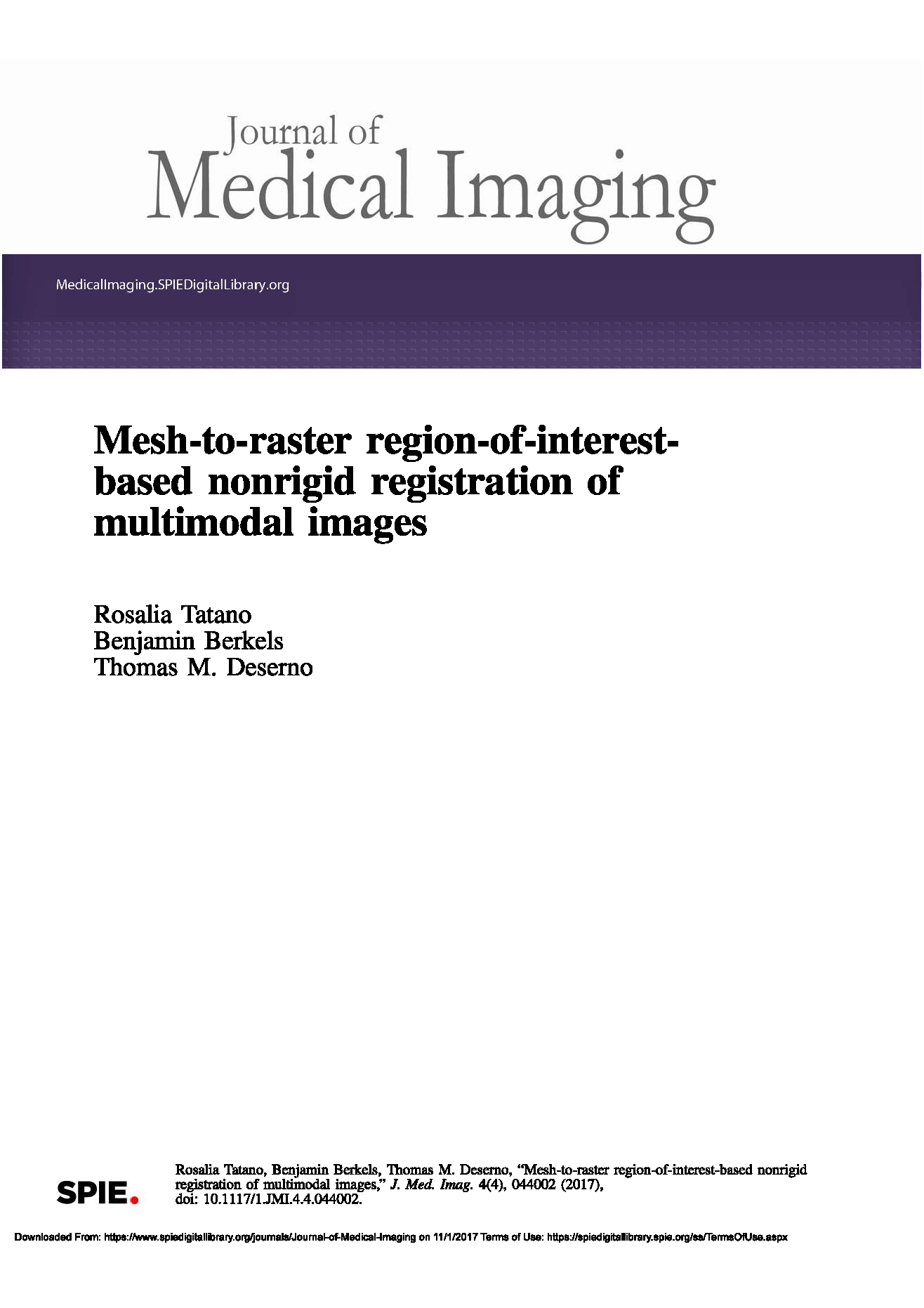 Mesh-to-raster region-of-interest-based nonrigid registration of multimodal images