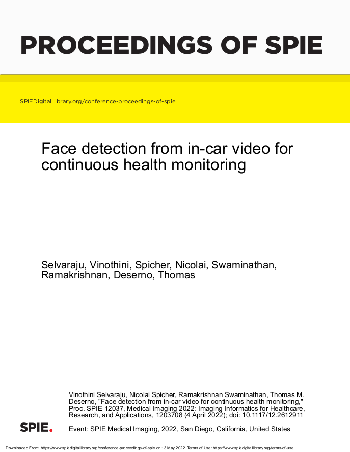 Face detection from in-car video for continuous health monitoring