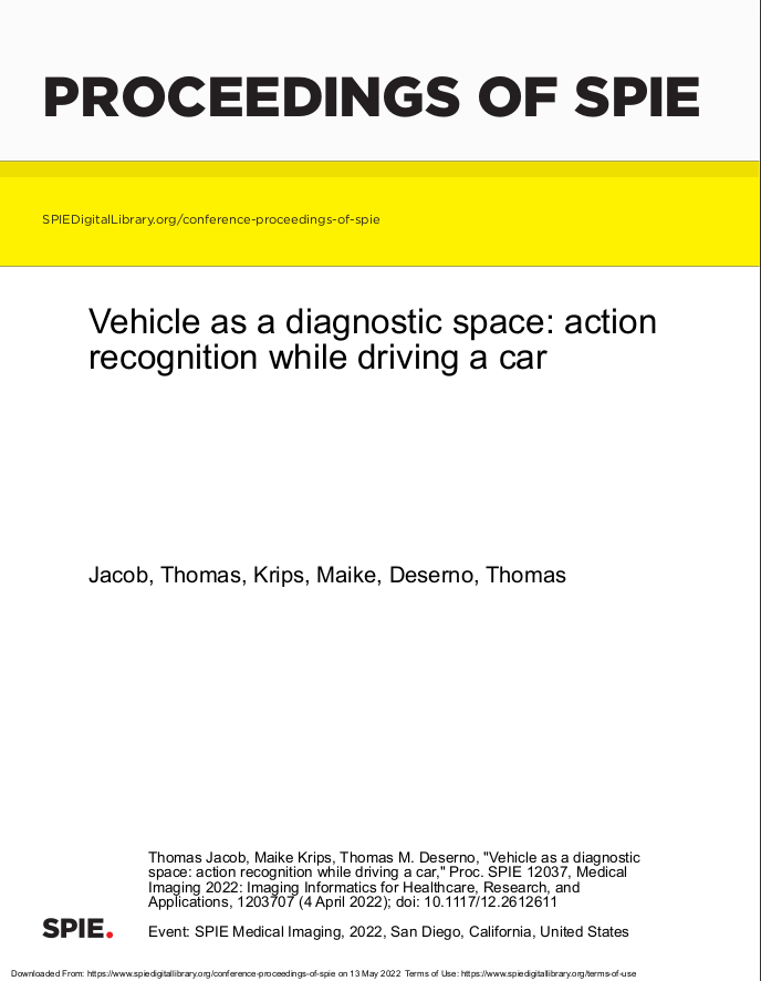 Vehicle as a diagnostic space: action recognition while driving a car