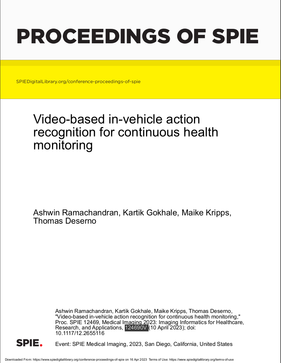 Video-based in-vehicle action recognition for continuous health monitoring